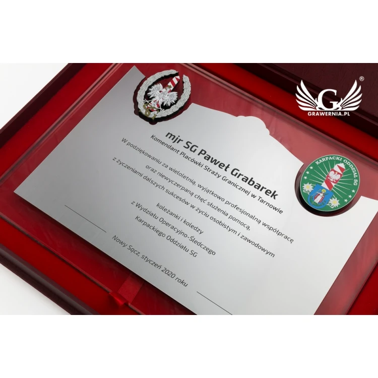 Anerkennungsurkunde - horizontal - Gravur und farbige Logos - DUV046