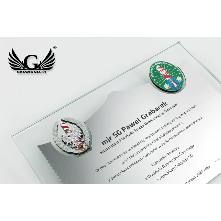 Anerkennungsurkunde - horizontal - Gravur und farbige Logos - DUV046