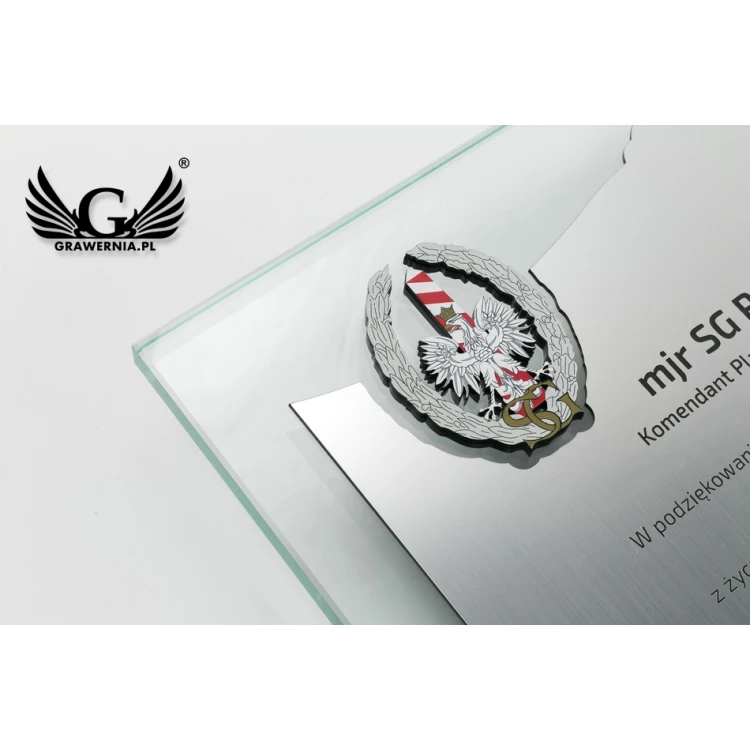 Anerkennungsurkunde - horizontal - Gravur und farbige Logos - DUV046