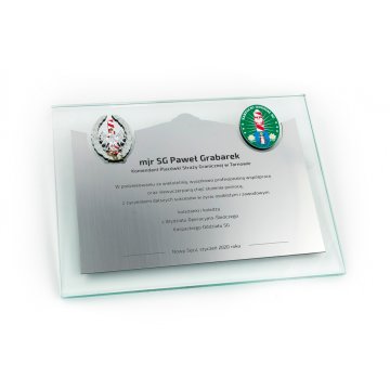 Anerkennungsurkunde - horizontal - Gravur und farbige Logos - DUV046