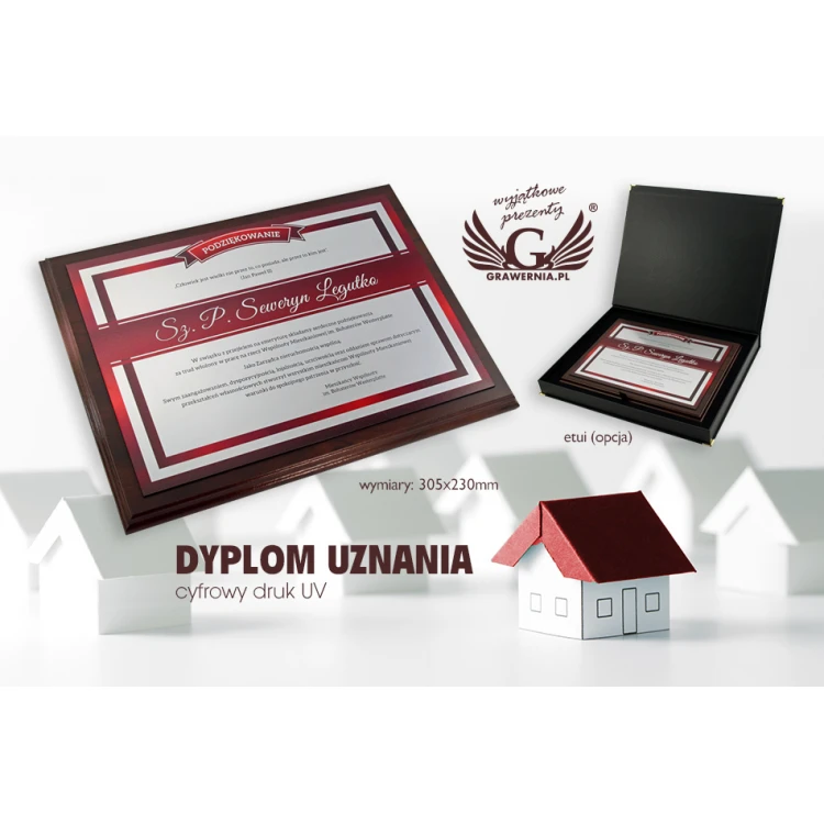 Anerkennungsurkunde mit farbigem UV-Druck - horizontal - DUV023