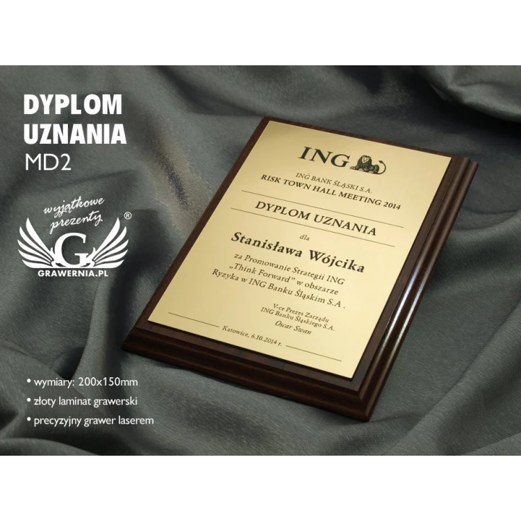 ANERKENNUNGSURKUNDE - GOLD MD2 - DS014