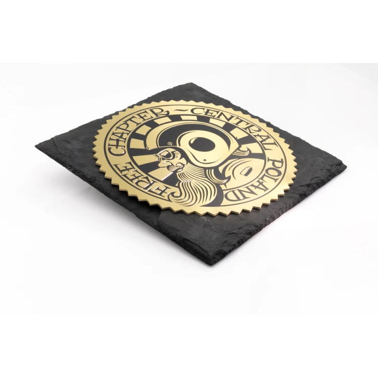 Schieferdiplom mit Messing-CNC-graviertem Logo - DK006