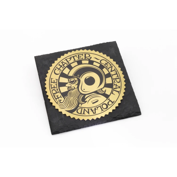 Schieferdiplom mit Messing-CNC-graviertem Logo - DK006
