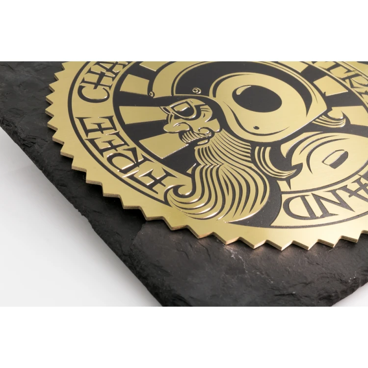 Schieferdiplom mit Messing-CNC-graviertem Logo - DK006