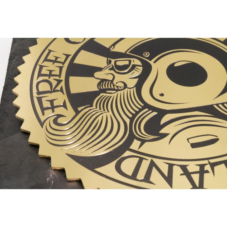 Schieferdiplom mit Messing-CNC-graviertem Logo - DK006