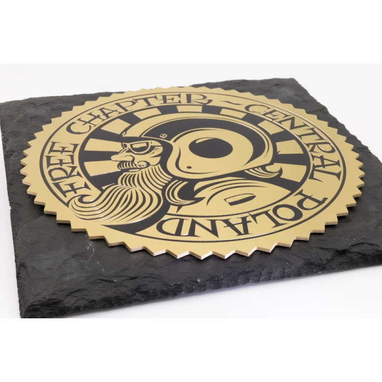 Schieferdiplom mit Messing-CNC-graviertem Logo - DK006