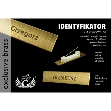 Exklusiver Mitarbeiterausweis - 54x11mm - ID036 - Messing