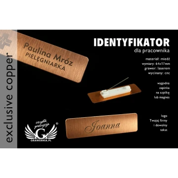 Exklusiver Mitarbeiterausweis - 64x17mm - ID038 - Kupfer
