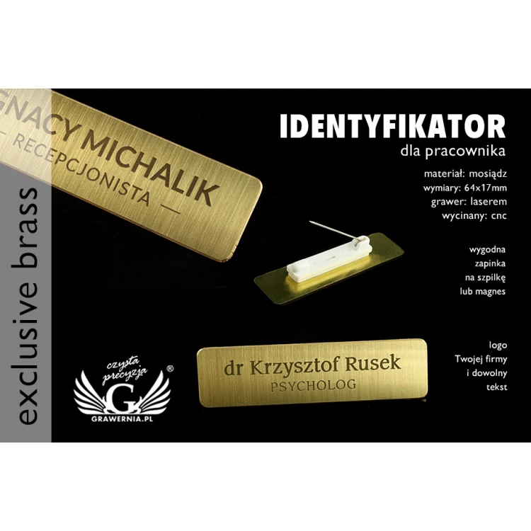Exklusiver Mitarbeiterausweis - 64x17mm - ID039 - Messing