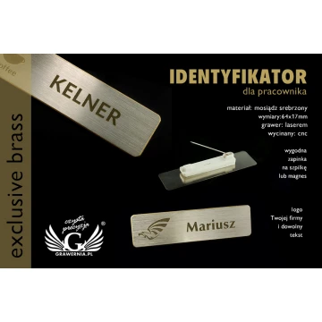 Exklusiver Mitarbeiterausweis - 64x17mm - ID040 - versilbertes Messing