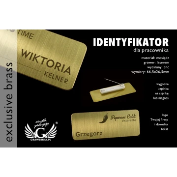 Exklusiver Mitarbeiterausweis - 66x26mm - ID042 - Messing