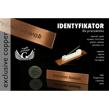 Exklusiver Mitarbeiterausweis - 54x11mm - ID035 - Kupfer