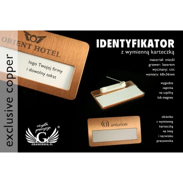 Exklusiver Ausweis mit Fenster - 68x36mm - ID044 - Kupfer