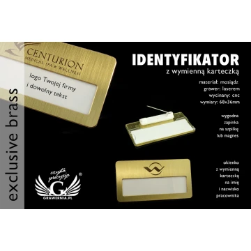 Exklusiver Ausweis mit Fenster - 68x36mm - ID045 - Messing