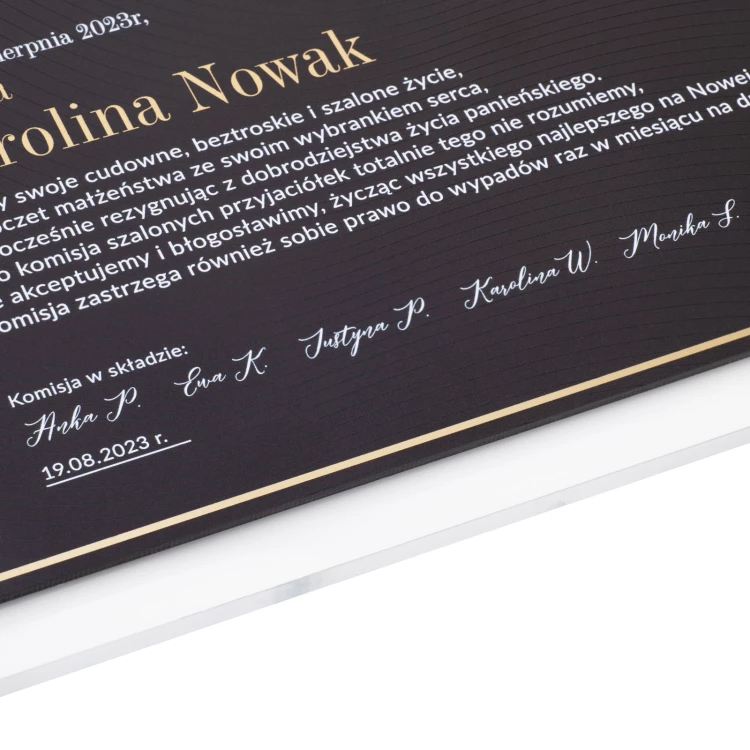 Elegantes Junggesellinnenabschied-Diplom - Größe 304x228mm - DUV102
