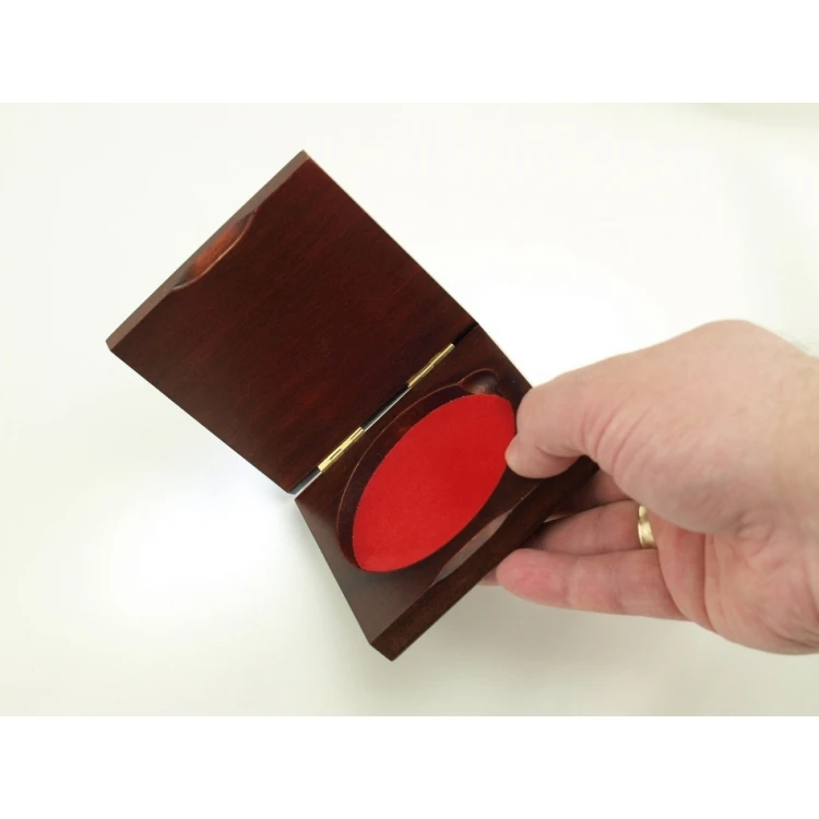 Holzbox Etui mit zwei Fächern für Medaillen mit einem Durchmesser von 70mm - KAS05