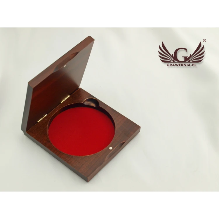 Holzbox Etui mit einzelner Medaillenfach für eine Medaille mit einem Durchmesser von 80mm