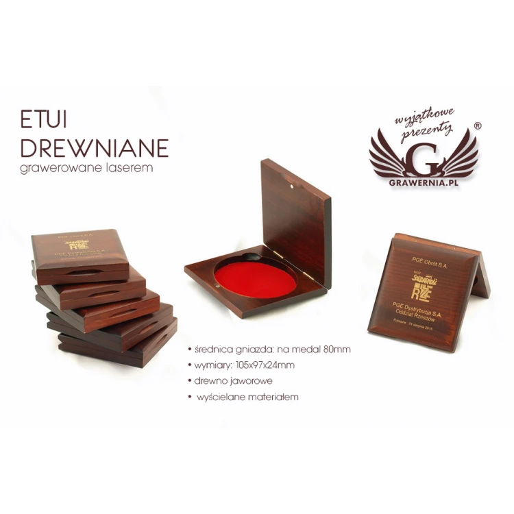 Holzbox Etui mit einzelner Medaillenfach für eine Medaille mit einem Durchmesser von 80mm