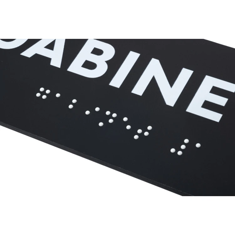 Büro - Schild mit Braille-Schrift - mattes schwarzes Acryl - Abm. 160x60mm - DARK - TAB422