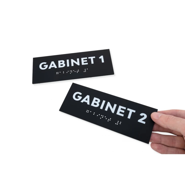 Büro - Schild mit Braille-Schrift - mattes schwarzes Acryl - Abm. 160x60mm - DARK - TAB422
