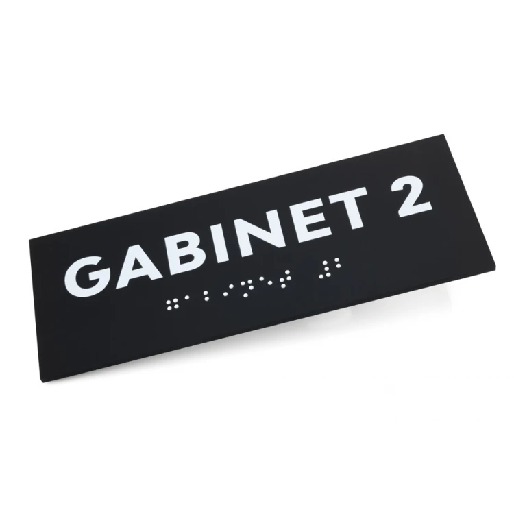 Büro - Schild mit Braille-Schrift - mattes schwarzes Acryl - Abm. 160x60mm - DARK - TAB422