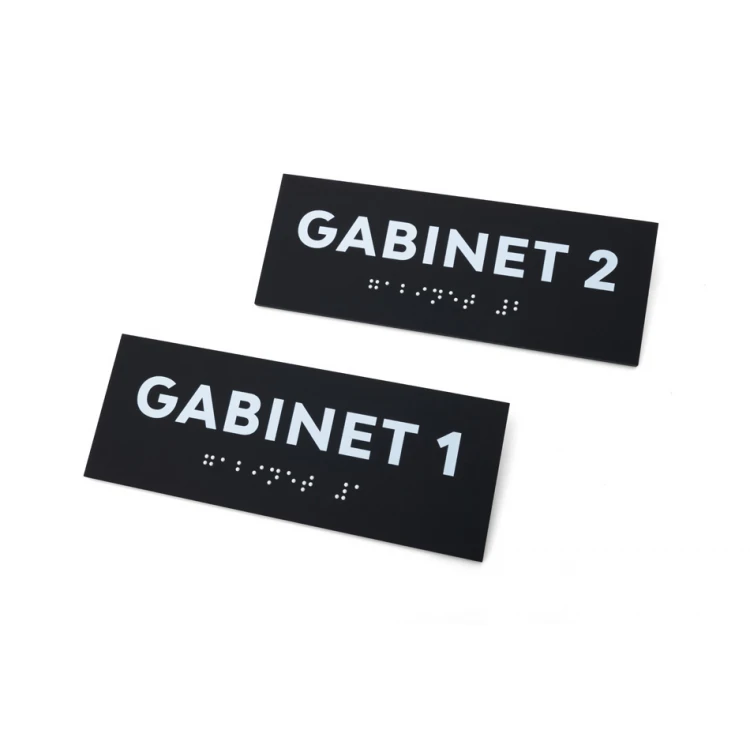Büro - Schild mit Braille-Schrift - mattes schwarzes Acryl - Abm. 160x60mm - DARK - TAB422