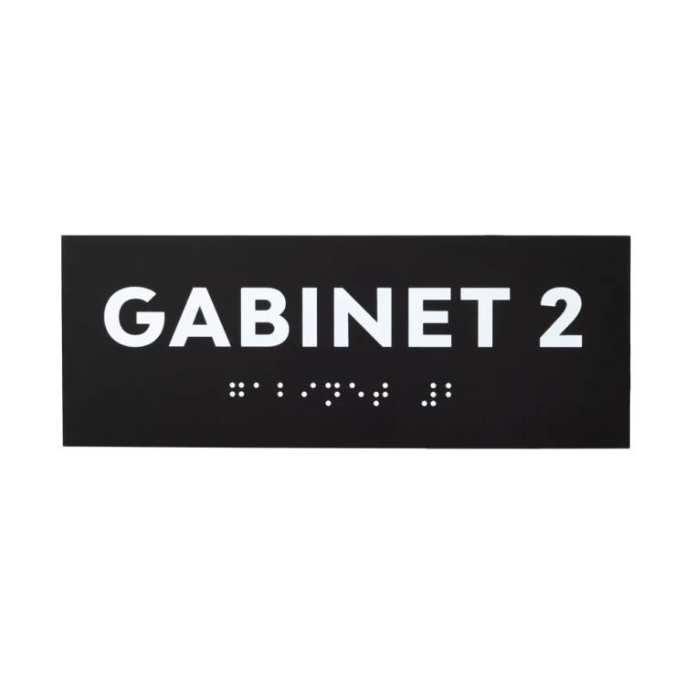 Büro - Schild mit Braille-Schrift - mattes schwarzes Acryl - Abm. 160x60mm - DARK - TAB422
