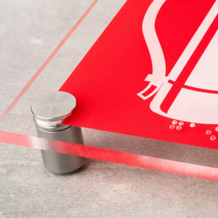Feuerlöscher - PPOŻ Schild aus Plexiglas mit Braille-Schrift - Größe 150x150mm - TAB524