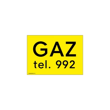 Gas Tel. 992 - Warnschild - Größe 170x120mm - PVC - Farbdruck UV - BHP101