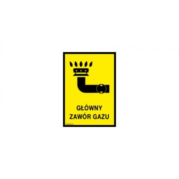Hauptgasventil - Warnschild - Abm. 140x200mm - PVC - farbiger UV-Druck - BHP102