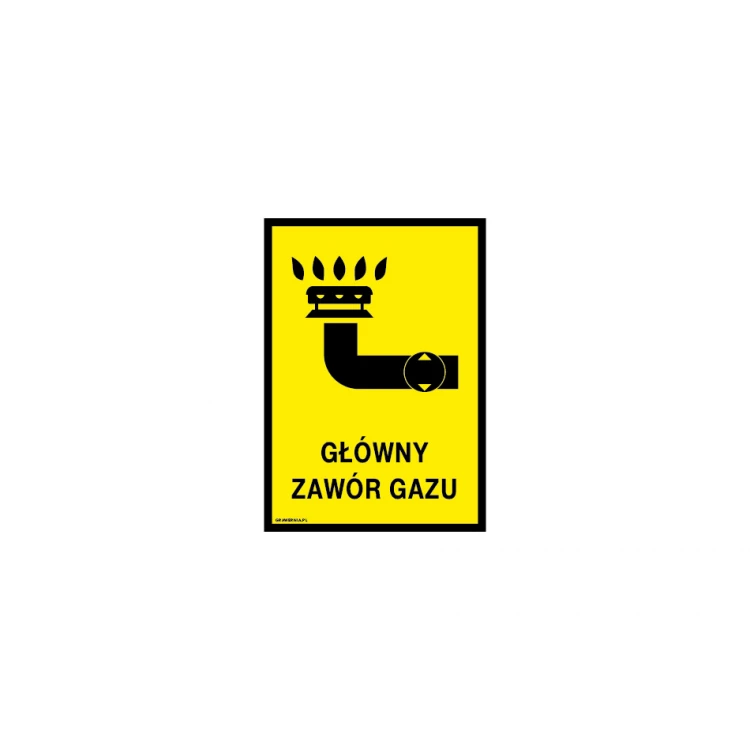 Hauptgasventil - Warnschild - Abm. 140x200mm - PVC - farbiger UV-Druck - BHP102