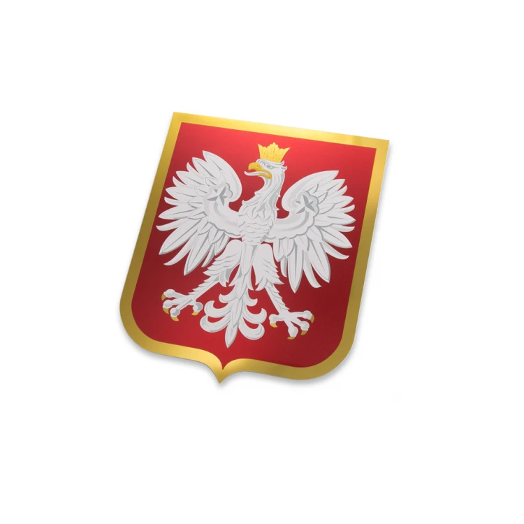 Polnisches Wappen - goldenes Aluminium mit UV-Druck - Abmessungen: 200x238mm - DEK018