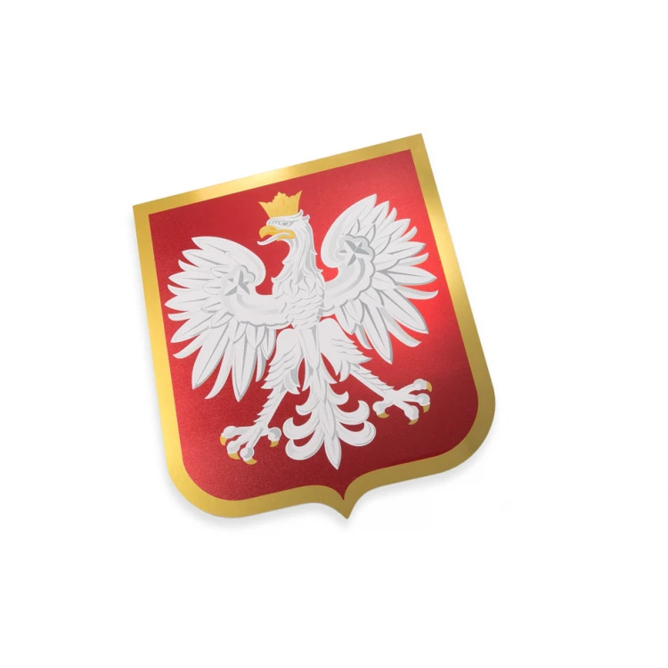 Polnisches Wappen - goldenes Aluminium mit UV-Druck - Abmessungen: 200x238mm - DEK018