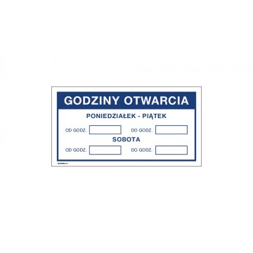 Öffnungszeiten - Schild für Geschäft Größe 300x160mm - PVC - farbiger UV-Druck - TAB195