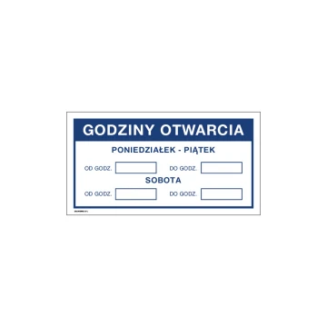Öffnungszeiten - Schild für Geschäft Größe 300x160mm - PVC - farbiger UV-Druck - TAB195