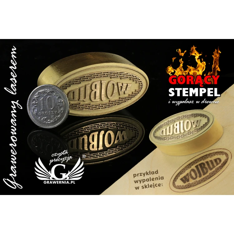 HEISSPRÄGESTEMPEL zum Brennen von Logos im Heiß- und Kaltverfahren - Matrizengröße: 40x19,55mm - LASER