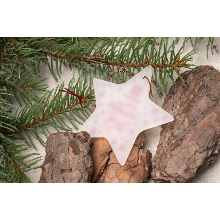 Weihnachtsbaumsterne aus Plexi Frost - Größe 80x76mm - beliebiger Druck - BDR036