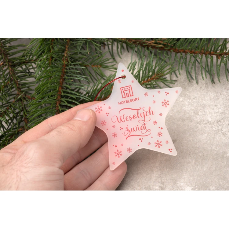 Weihnachtsbaumsterne aus Plexi Frost - Größe 80x76mm - beliebiger Druck - BDR036