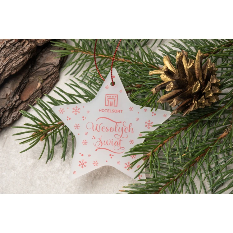 Weihnachtsbaumsterne aus Plexi Frost - Größe 80x76mm - beliebiger Druck - BDR036