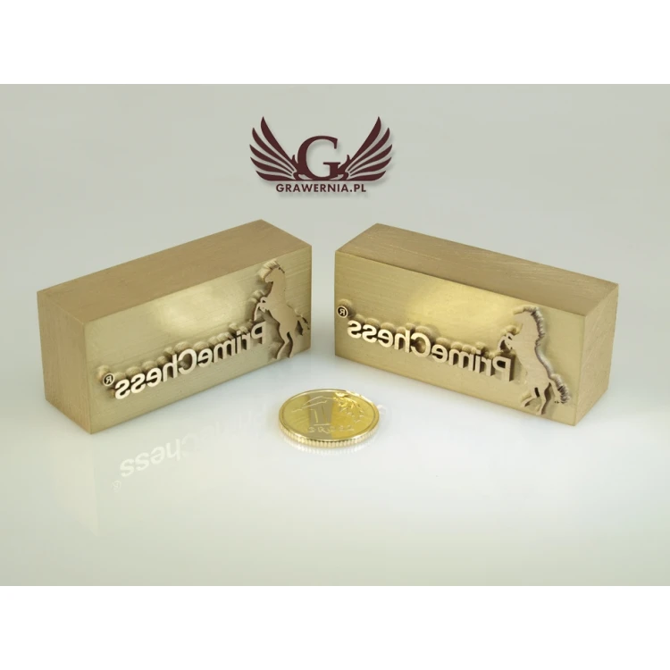 HOTSTAMP - Matrize / Siegel zum Prägen von Logos in Holz mit Hitze - Matrizengröße: 43x19mm