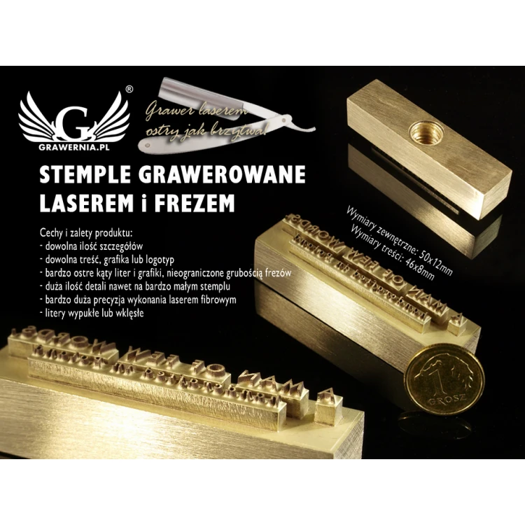 HOTSTAMP - Matrize/Siegel zum Prägen von Logos im Heiß- und Kaltverfahren - Matrizengröße: 50x12mm - CNC und LASER