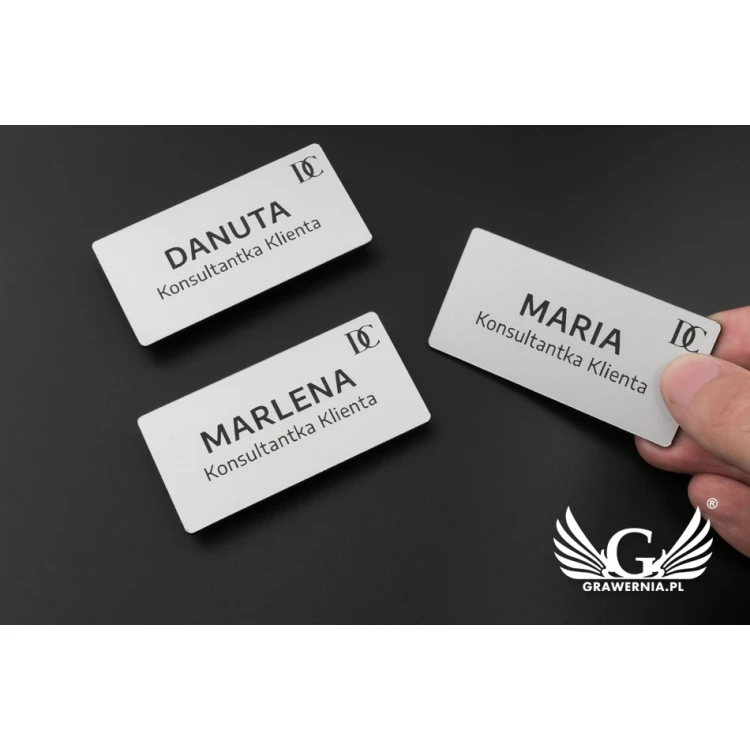 Namensschild - Big Farbe mattes Silber - 70x35mm - ID065