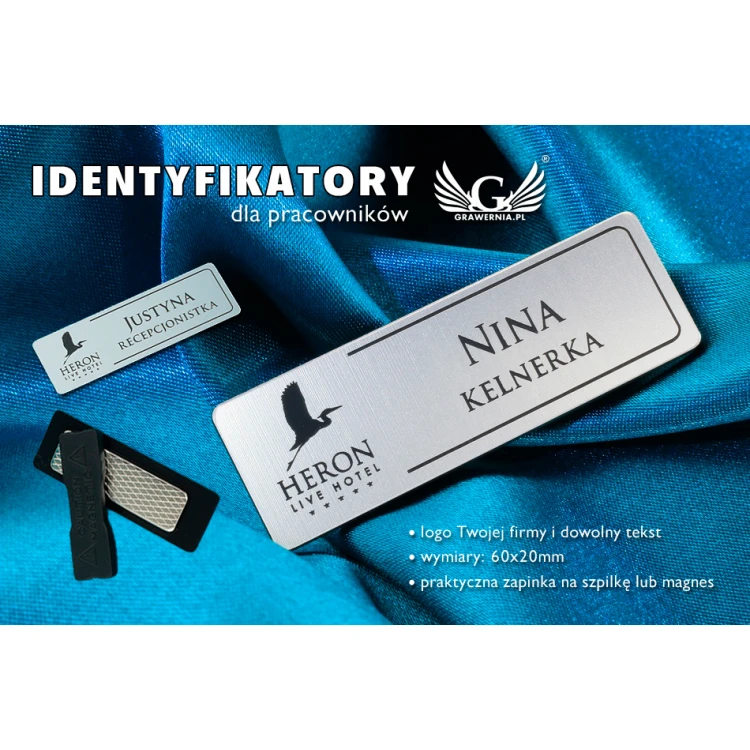 Ausweis für Mitarbeiter - Silber mit schwarzer Gravur - 60x20mm - abgerundete Ecken - ID026