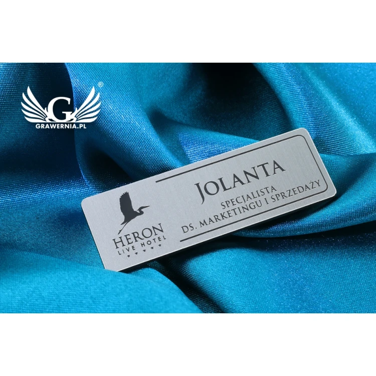 Ausweis für Mitarbeiter - Silber mit schwarzer Gravur - 60x20mm - abgerundete Ecken - ID026
