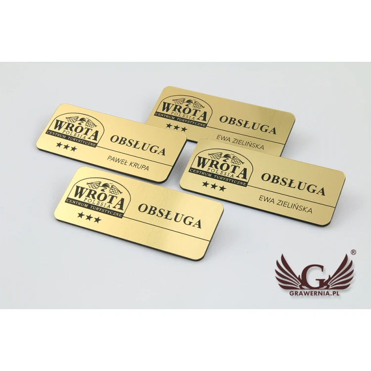 Ausweis für Mitarbeiter - Gold mit schwarzer Gravur - 70x30mm - abgerundete Ecken - ID027