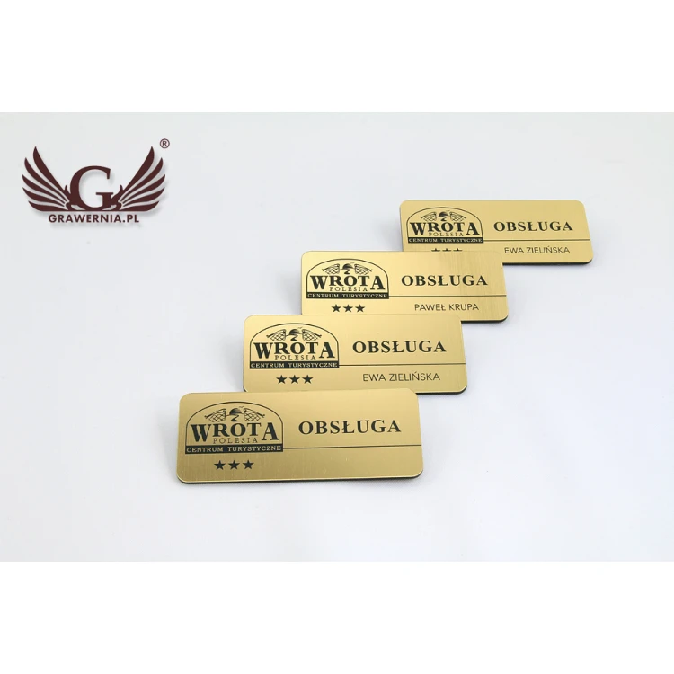Ausweis für Mitarbeiter - Gold mit schwarzer Gravur - 70x30mm - abgerundete Ecken - ID027