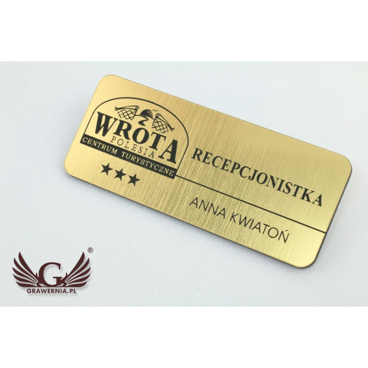 Ausweis für Mitarbeiter - Gold mit schwarzer Gravur - 70x30mm - abgerundete Ecken - ID027