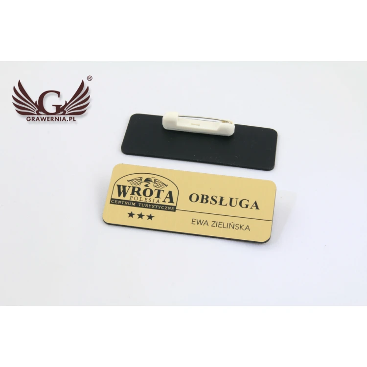 Ausweis für Mitarbeiter - Gold mit schwarzer Gravur - 70x30mm - abgerundete Ecken - ID027