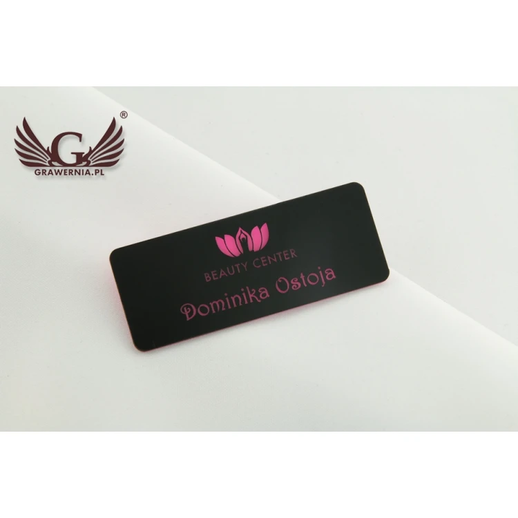 NEO Mitarbeiterausweis - schwarz mit rosa Gravur - 69x27mm - abgerundete Ecken - ID028